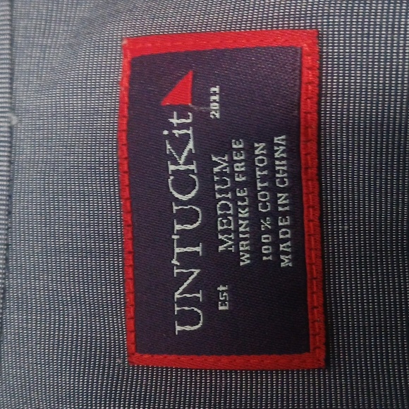 Men's UNTUCKit Men's Button Up Shirt Cotton Sherwood Grey Long Sleeve Shirt - Picture 7 of 16